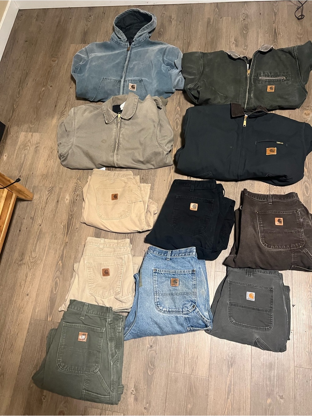 Carhartt bundle includes jackets pants and a pair of shorts